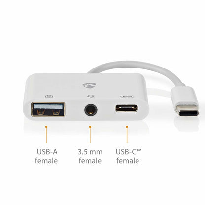 Nedis CCGB64790WT01 | Laptop Dock & Poortreplicator USB 2.0 Type-C | 1× USB-A + 1× USB-C + 3,5 mm audio | 480 Mbps | Wit - Matmuis - Matmuis