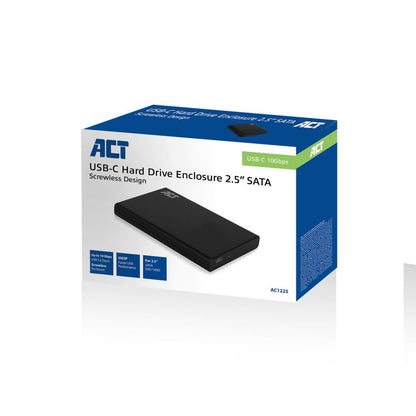 ACT AC1225 | USB-C 3.2 Gen2 2.5" SATA HDD/SSD Behuizing | Tool-Free | 10 Gbps - Matmuis - Matmuis