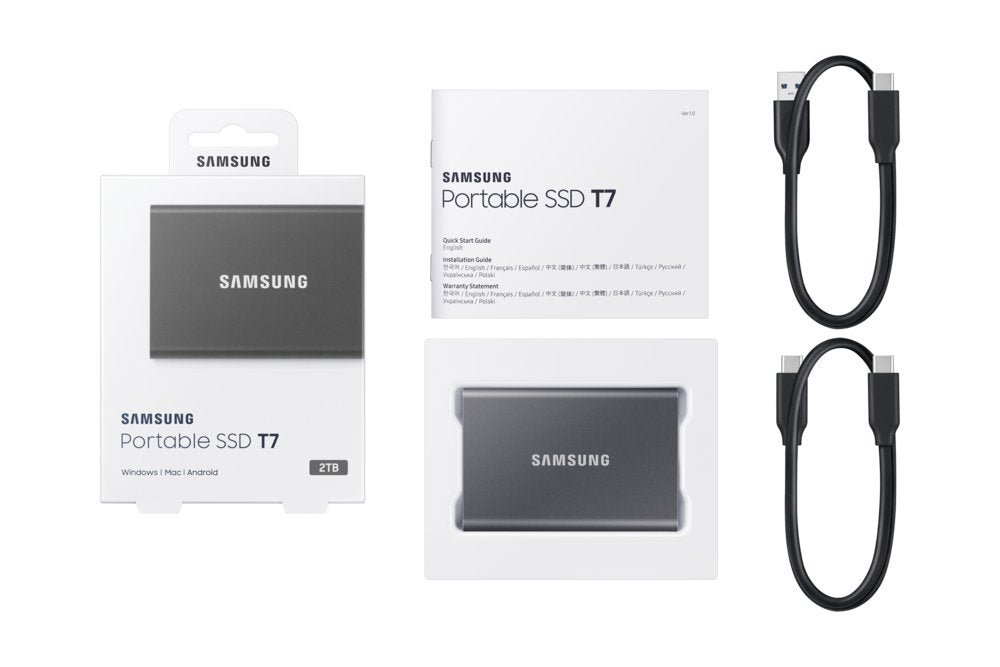 Samsung T7 | Externe SSD | 2TB | USB 3.2 Gen 2 | 1.050MB/s | Grijs | Compact & Snel - Matmuis - Matmuis