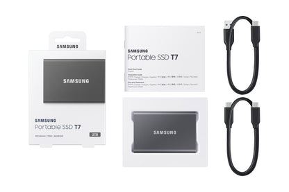 Samsung T7 | Externe SSD | 2TB | USB 3.2 Gen 2 | 1.050MB/s | Grijs | Compact & Snel - Matmuis - Matmuis
