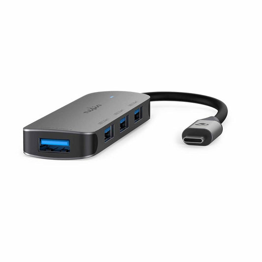 Nedis CCGB64220GY01 | Interface Hub USB 3.2 Gen 1 (3.1 Gen 1) | 1× USB-C naar 4× USB-A | 5 Gbps | Grijs - Matmuis - Matmuis