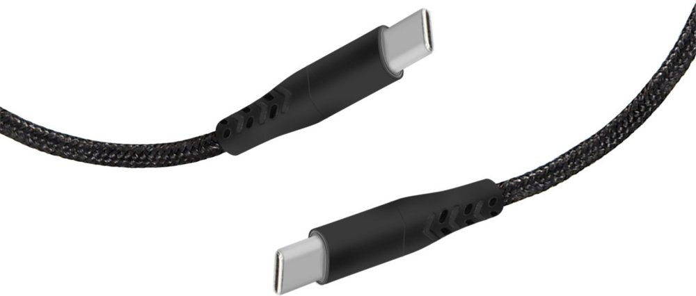 Mobiparts | USB-C naar USB-C Gevlochten Kabel | 2A | 1m | Zwart - Matmuis - Matmuis