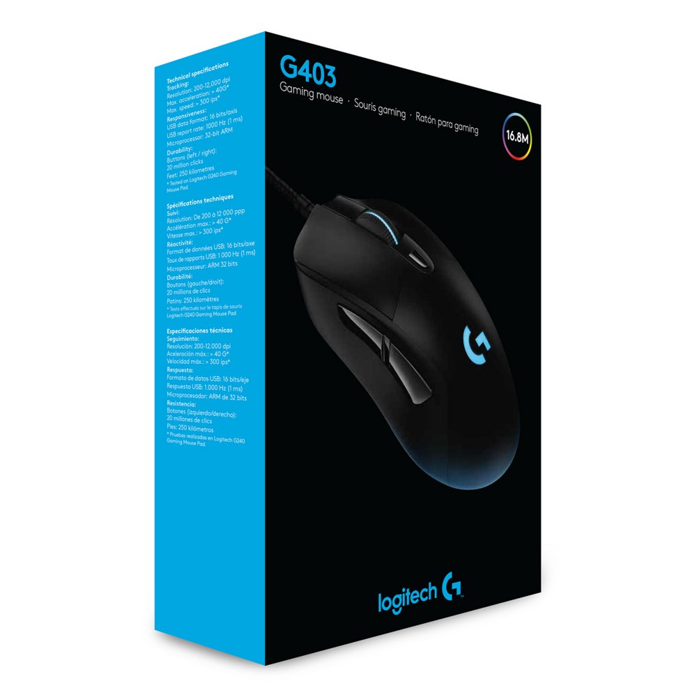 Logitech G403 Hero | Draadloze Gaming Muis | Rechtshandig | RF | 25600 DPI | Zwart - Matmuis - Matmuis