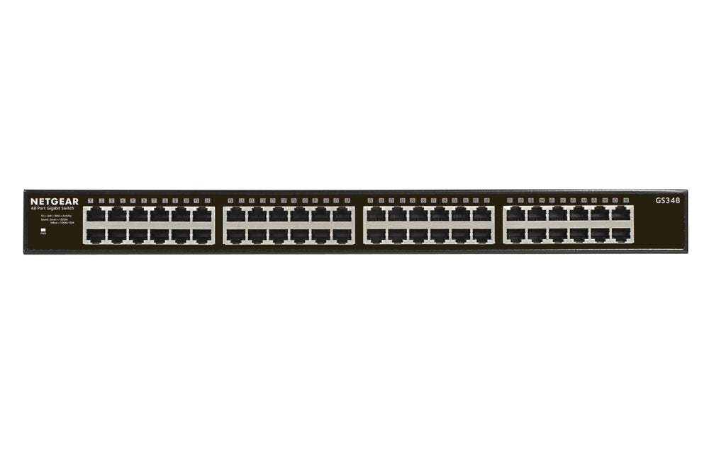 NETGEAR GS348 Unmanaged Gigabit Ethernet Switch | 48 Poorten | 1U Rackmount - Matmuis