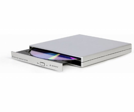 Gembird DVD‑USB‑02‑SV | Externe USB CD/DVD Brander en Speler | Zilver | USB 2.0 | Compact Plug & Play Design - Matmuis - Matmuis