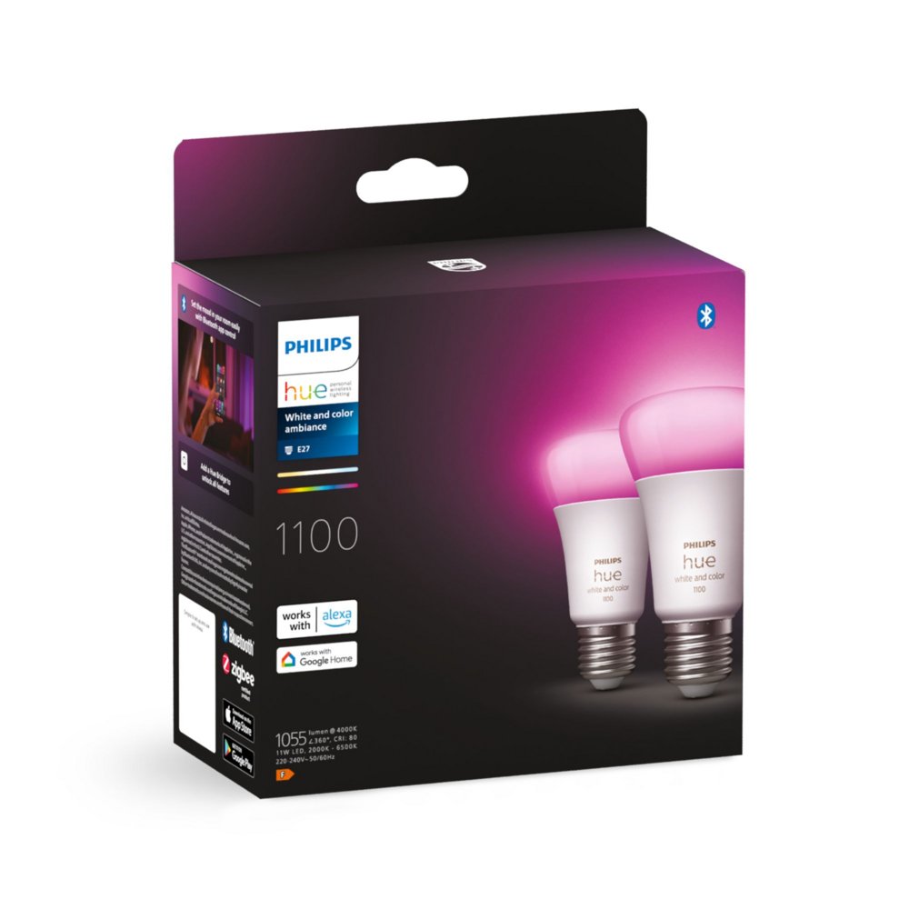 Philips Hue White and Color ambiance A60 - E27 slimme lamp - 1100 (2-pack) - Matmuis - Matmuis