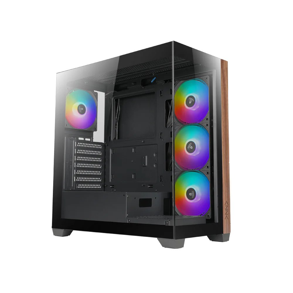 Case Azza Neptun 491 | Midi Tower | RGB | Zwart en Hout - Matmuis