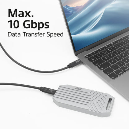 ACT AC7443 | USB 3.2 Kabel | 10Gbps | 60W | USB-C naar USB-C | 3m | Zwart - Matmuis - Matmuis