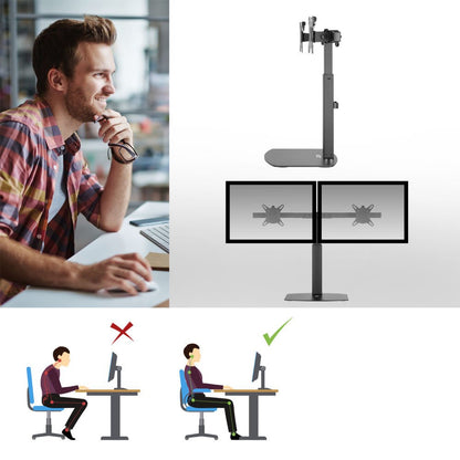ACT AC8332 | In Hoogte Verstelbare Monitor-bureausteun | Tot 27" | Max 6kg | VESA 100x100 | 2 Monitoren | RENEWED - Matmuis
