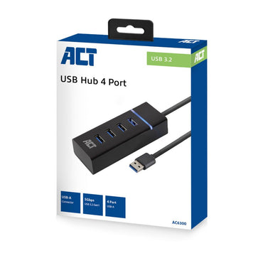 ACT AC6300 | USB 3.2 Gen 1 Interface Hub | Type-A | 5 Gbps | Zwart - Matmuis - Matmuis