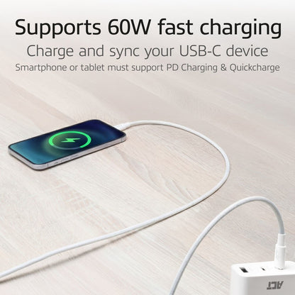 ACT AC3081 | USB 2.0 Kabel | USB-C naar USB-C | 60W | 480Mbps | Wit | 2 Meter