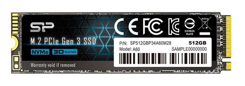 Silicon Power A60 | 512GB NVMe SSD | M.2 | Gen3 | 2.200MB/s Lezen | 1.600MB/s Schrijven - Matmuis