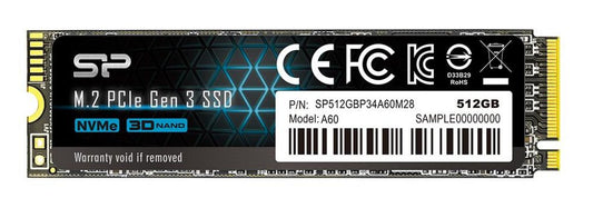 Silicon Power A60 | 512GB NVMe SSD | M.2 | Gen3 | 2.200MB/s Lezen | 1.600MB/s Schrijven - Matmuis
