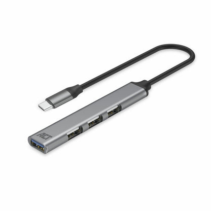 ACT AC6425 | USB 3.2 Gen 1 Interface Hub | Type-C | 5 Gbps | Grijs - Matmuis - Matmuis