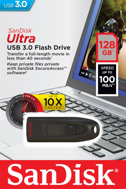 SanDisk Ultra | 128GB USB-A 3.2 Flash Drive | Zwart - Matmuis