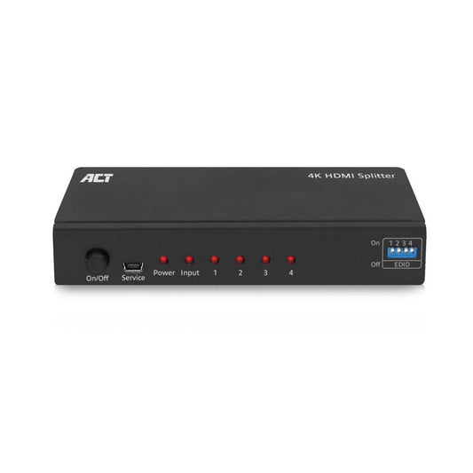 ACT AC7831 | HDMI Splitter | 1 Ingang, 4 Uitgangen | 4K @ 60Hz | Zwart - Matmuis - Matmuis