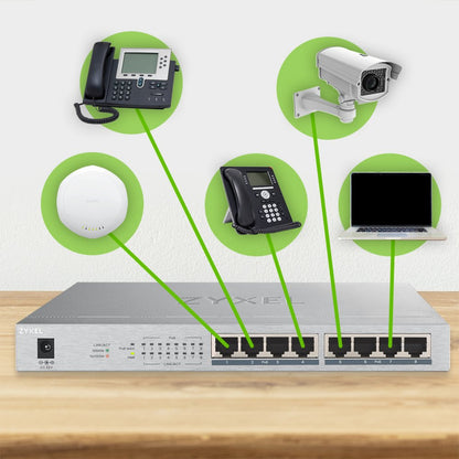 Zyxel GS1008HP | Unmanaged Switch | 8 Poorten | Gigabit Ethernet | PoE - Matmuis