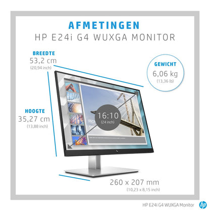 HP E24i G4 24" | 1920x1200 WUXGA IPS | 60Hz | 5ms | 99% sRGB | USB Hub | Ergonomisch Verstelbaar | Monitor - Matmuis - Matmuis