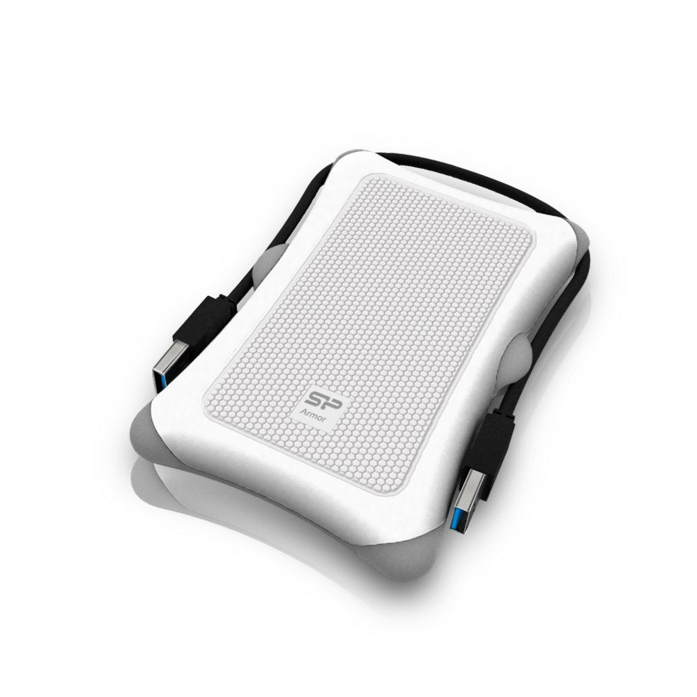 Silicon Power Armor A30 | 2TB Rugged Portable Hard Drive | Schokbestendig (MIL-STD-810G) | USB 3.2 Gen 1 (USB 3.0) | Wit/Grijs - Matmuis