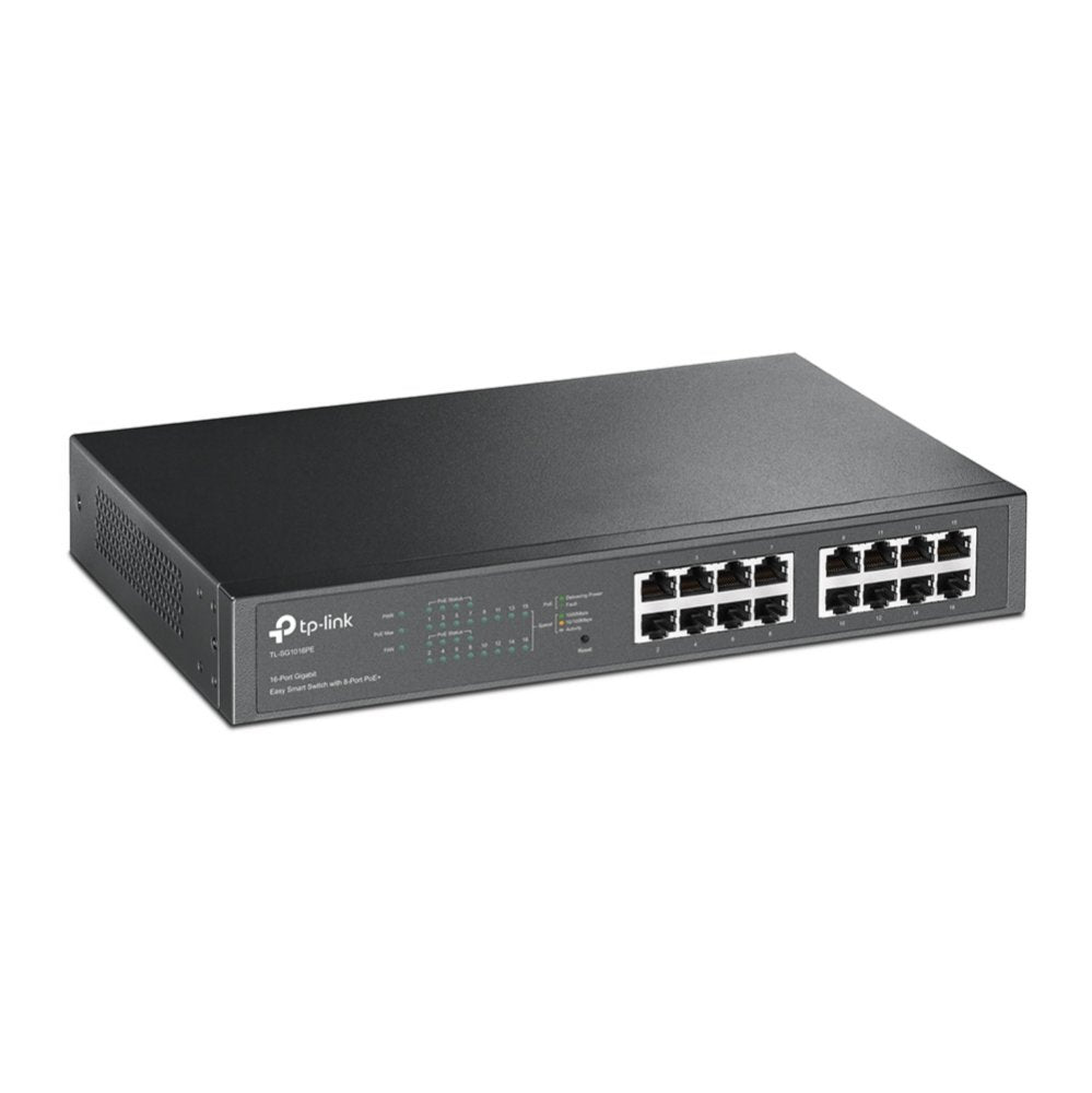 TP-Link TL-SG1016PE | Managed Smart Switch | 16 Poorten | Gigabit Ethernet (10/100/1000 Mbps) | PoE+ (150W) | VLAN/QoS | Webbeheer - Matmuis
