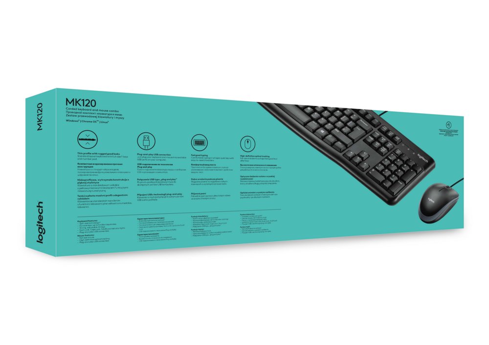 Logitech MK120 | Bedrade Muis en Toetsenbordcombo | QWERTY - Matmuis - Matmuis