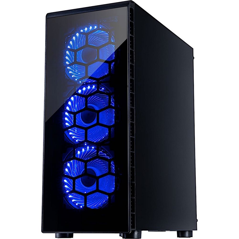 Inter-Tech CXC2 Blue Light | Midi Tower Case | Zwart - Matmuis