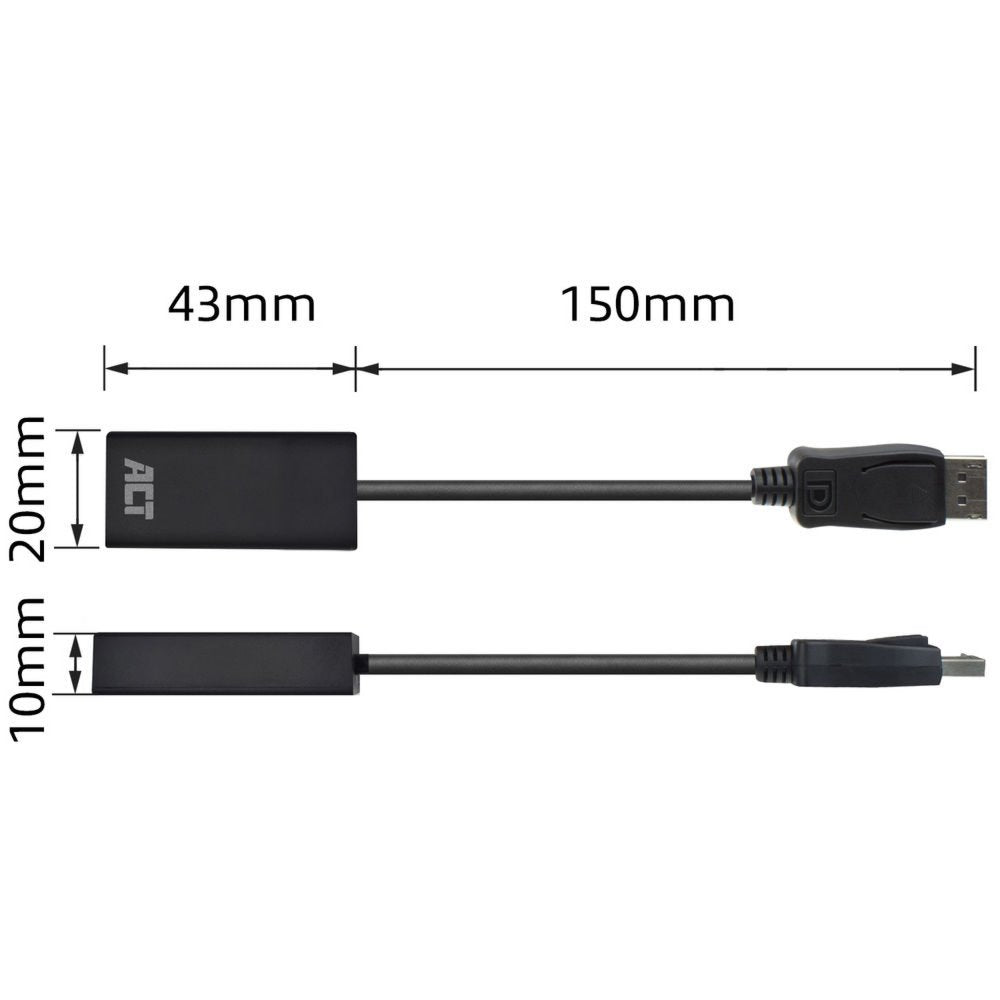 ACT AC7555 DisplayPort naar HDMI Adapter | Female | 4K | Zip Bag - Matmuis - Matmuis