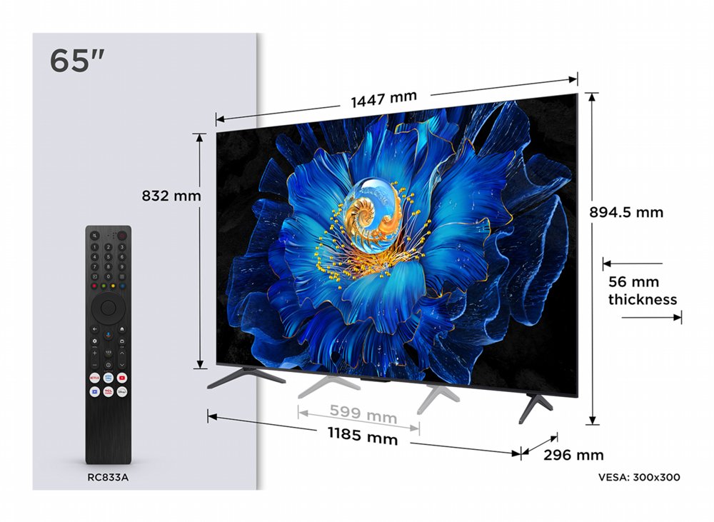 TCL 65C69KS 65" | 4K QD-Mini LED Smart TV | Google TV | Dolby Vision | Zwart