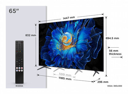 TCL 65C69KS 65" | 4K QD-Mini LED Smart TV | Google TV | Dolby Vision | Zwart