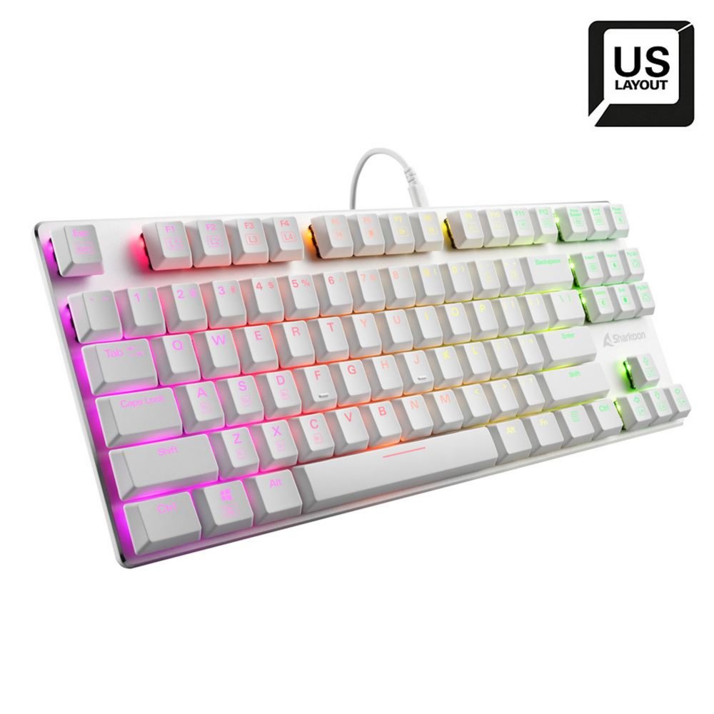 Sharkoon PureWriter TKL RGB Wit | Bedraad Toetsenbord | QWERTY US - Matmuis - Matmuis