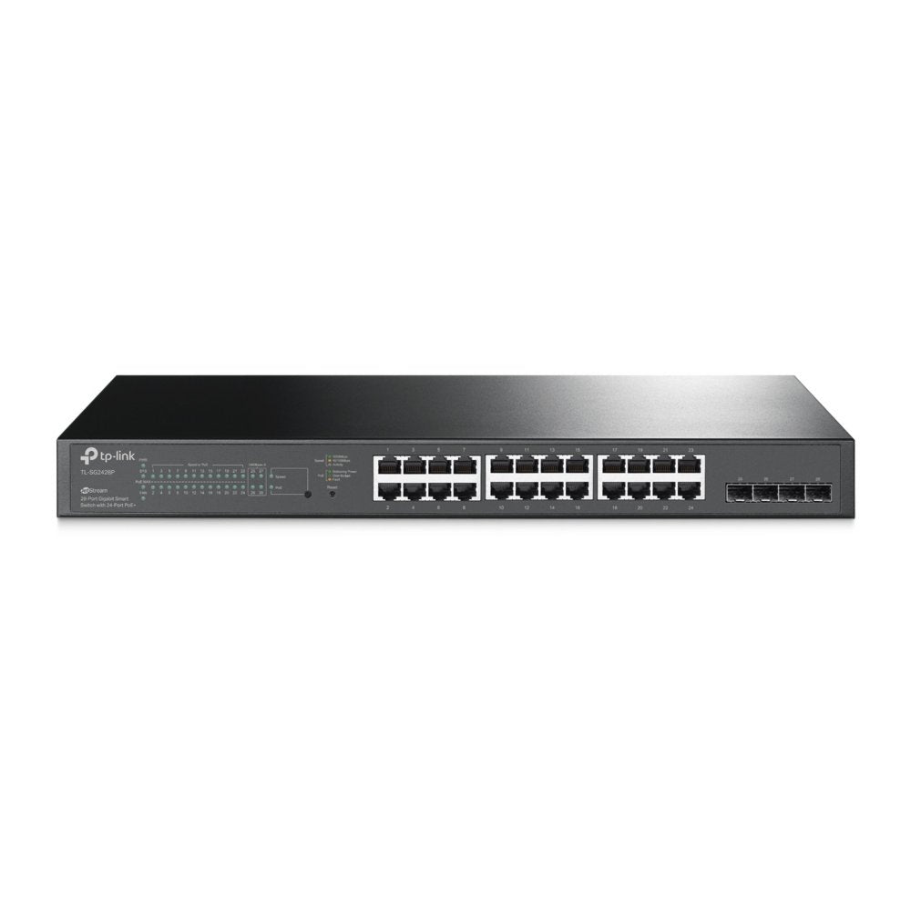 TP-Link TL-SG2428P | Managed Smart Switch | 28 Poorten | Gigabit Ethernet (10/100/1000 Mbps) | 24x RJ45 + 4x SFP | PoE+ (250W) | VLAN/QoS - Matmuis