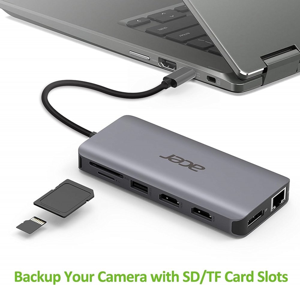 Acer 12-in-1 USB-C Docking Station | Dual HDMI | DisplayPort | Gigabit Ethernet | USB 3.2 Gen 1 - Matmuis