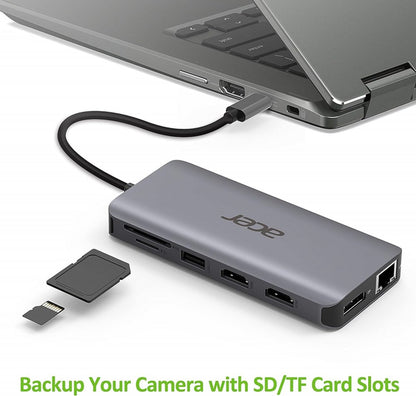Acer 12-in-1 USB-C Docking Station | Dual HDMI | DisplayPort | Gigabit Ethernet | USB 3.2 Gen 1 - Matmuis