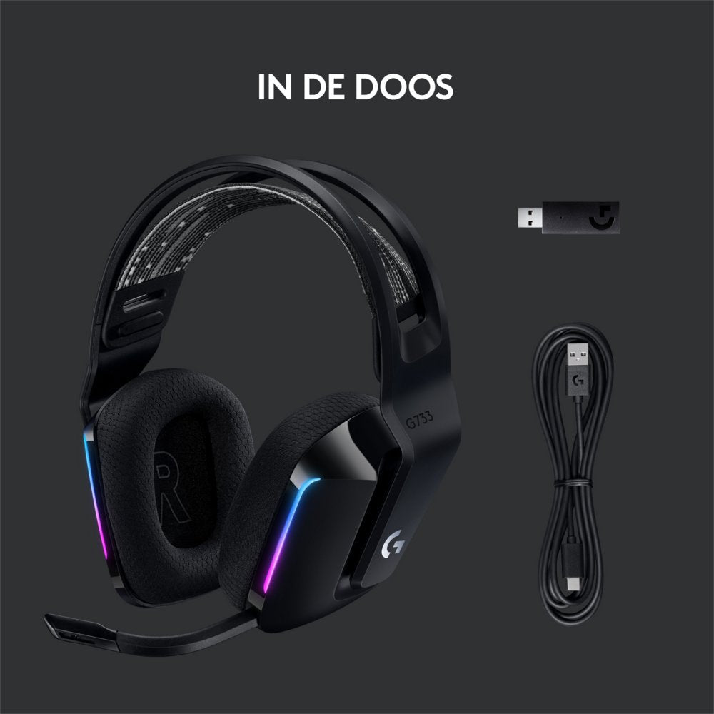 Logitech G G733 LIGHTSPEED Wireless Gaming Headset | RGB | Zwart - Matmuis