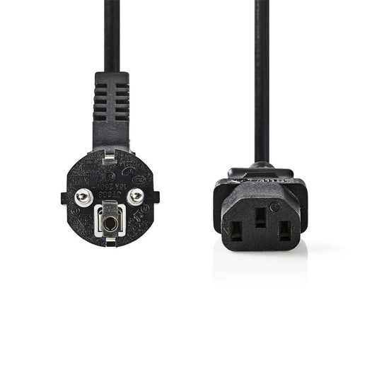 Nedis CEGP10000BK20 | 2 m Stroomkabel | Type F (CEE 7/7) Haaks naar IEC-320-C13 | Zwart | 10A | PVC - Matmuis - Matmuis