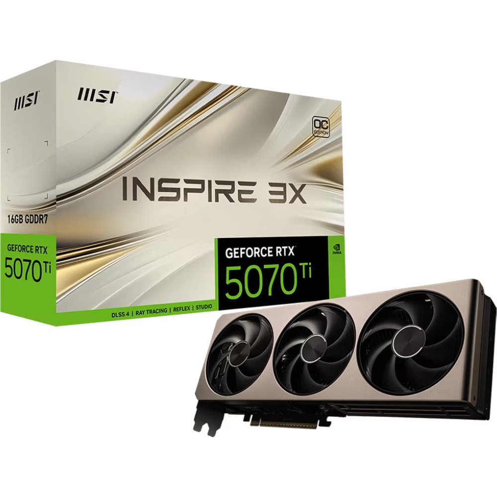 MSI GeForce RTX 5070 Ti INSPIRE 3X OC | 16GB GDDR7 | DLSS 4 | Videokaart | Nvidia GPU - Matmuis