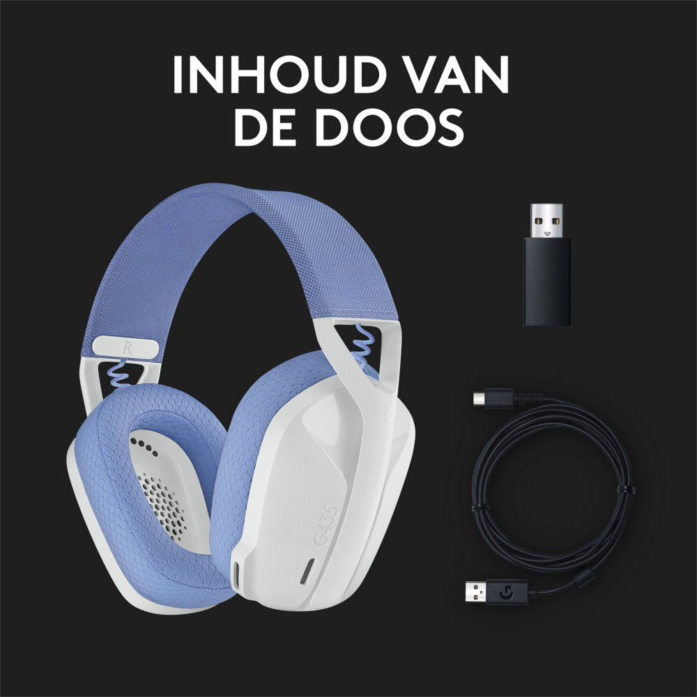 Logitech G G435 | Draadlooze Over-ear Gaming Headset | Bluetooth & USB-A Receiver | Wit/Lilac - Matmuis - Matmuis