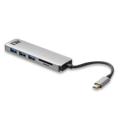 ACT AC7050 | 3-Poorts USB-C Hub | Kaartlezer | Zilver - Matmuis - Matmuis