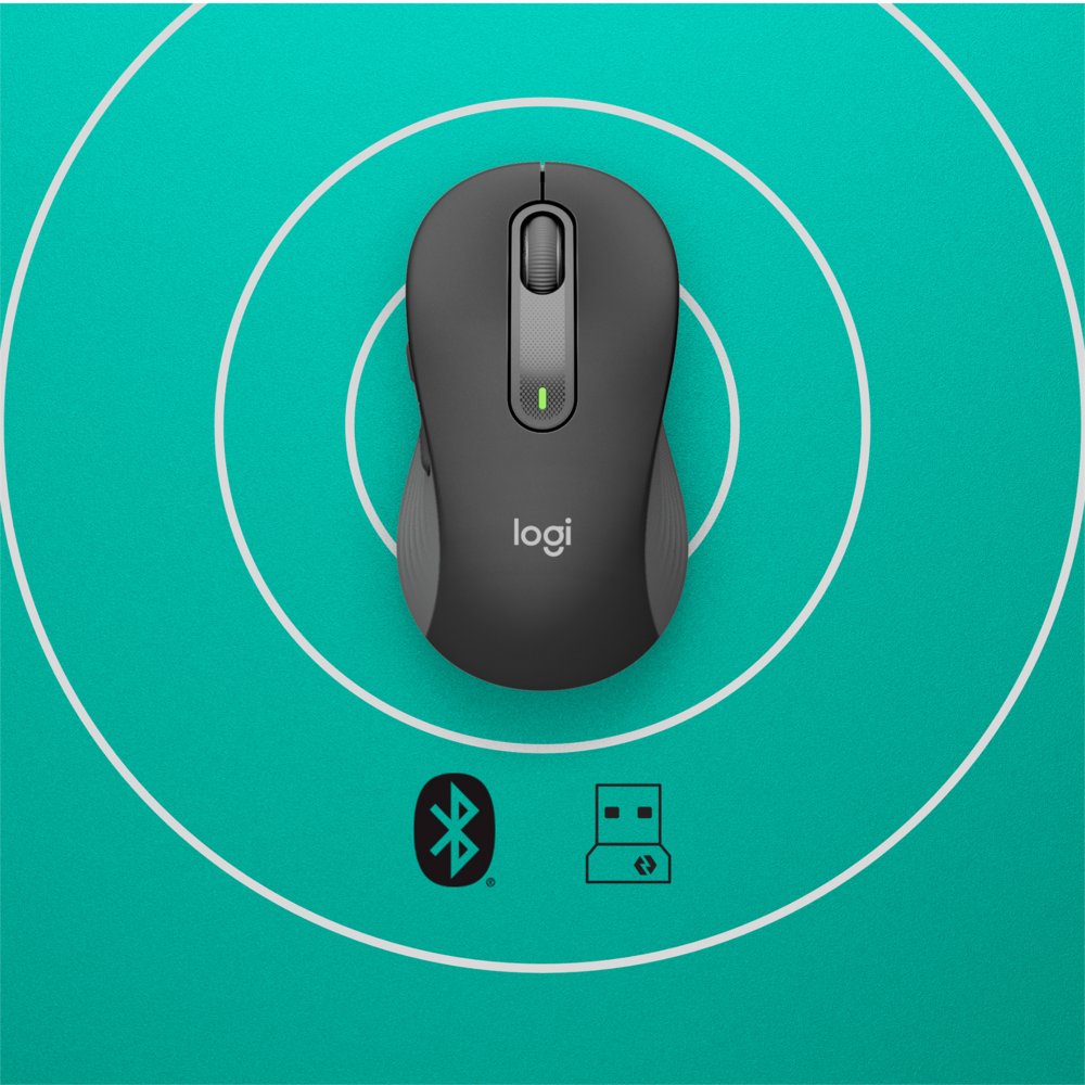 Logitech Signature M650 | Draadloze Muis | RF-Draadloos + Bluetooth | 1000 DPI | Grafiet - Matmuis - Matmuis