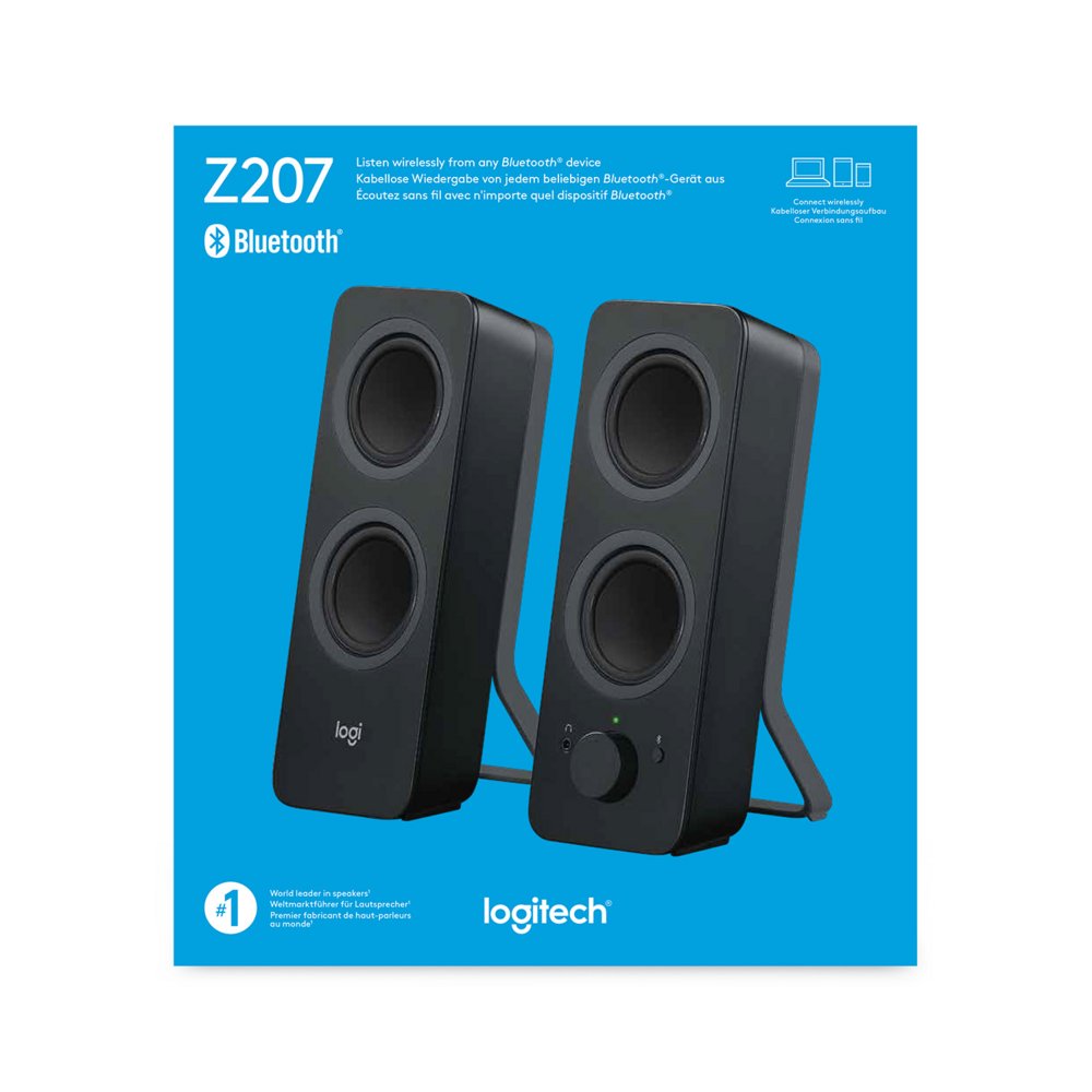 Logitech Z207 | 2.0 Bluetooth Luidsprekerset | 5W RMS | Draadloze Overgang | Zwart - Matmuis - Matmuis