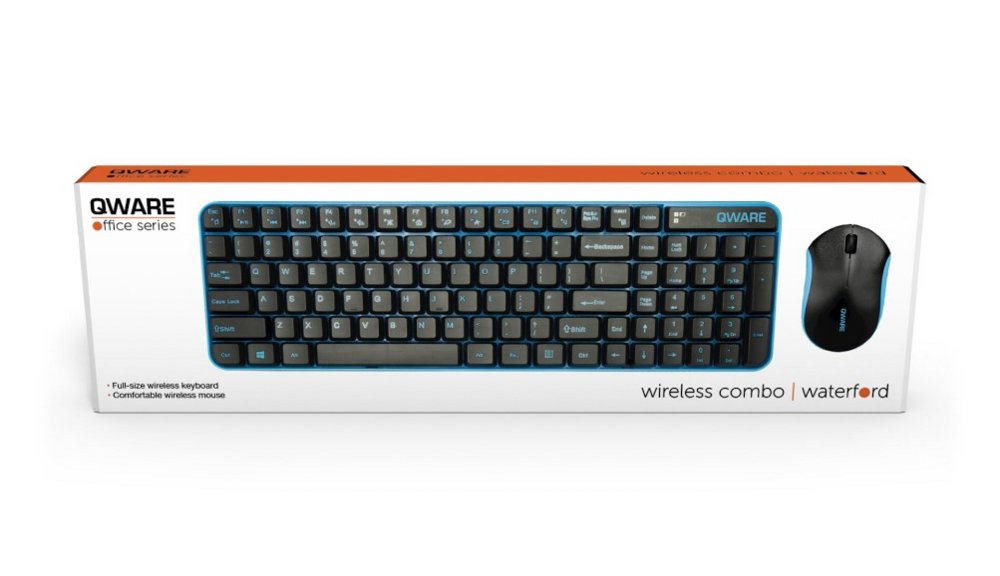 QWARE Wireless Waterford Toetsenbord + Muis Blauw - Matmuis