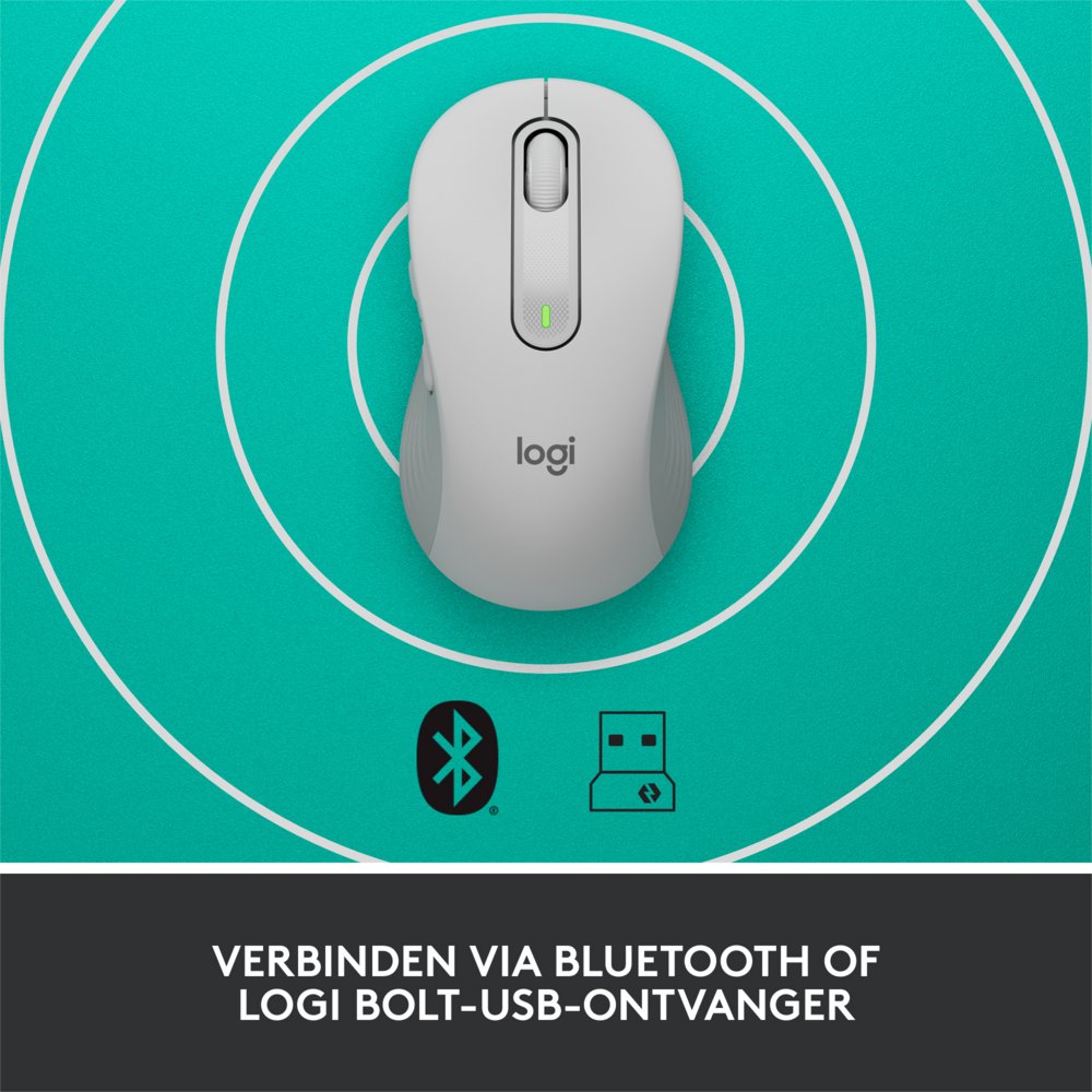 Logitech Signature M650 | Draadloze Muis | Rechtshandig | RF + Bluetooth | 2000 DPI | Wit - Matmuis - Matmuis