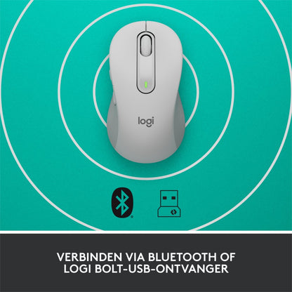 Logitech Signature M650 | Draadloze Muis | Rechtshandig | RF + Bluetooth | 2000 DPI | Wit - Matmuis - Matmuis