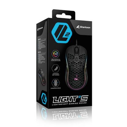 Sharkoon Light² S | Bekabelde Gaming Muis | Links- en Rechtshandig | USB-A | 6200 DPI | Zwart - Matmuis - Matmuis