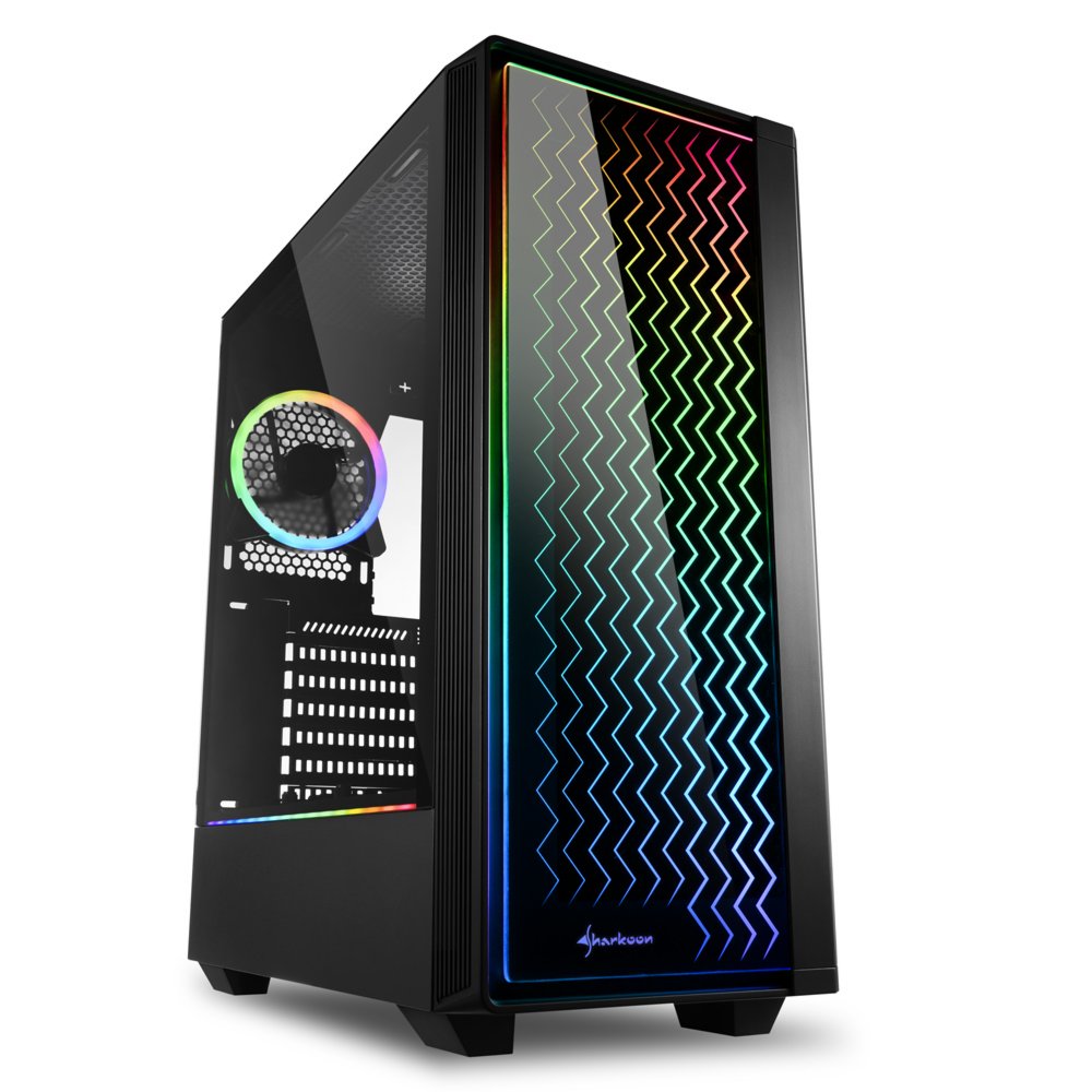 Sharkoon RGB LIT 200 | Midi Tower Behuizing | Zwart - Matmuis