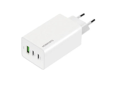 Mobiparts GaN Wall Charger | 2x USB-C & 3.0 USB-A QC 65W | Wit