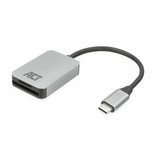 ACT AC7056 | Geheugenkaartlezer | USB 3.2 Gen 1 Type-C | SD/microSD | Grijs - Matmuis