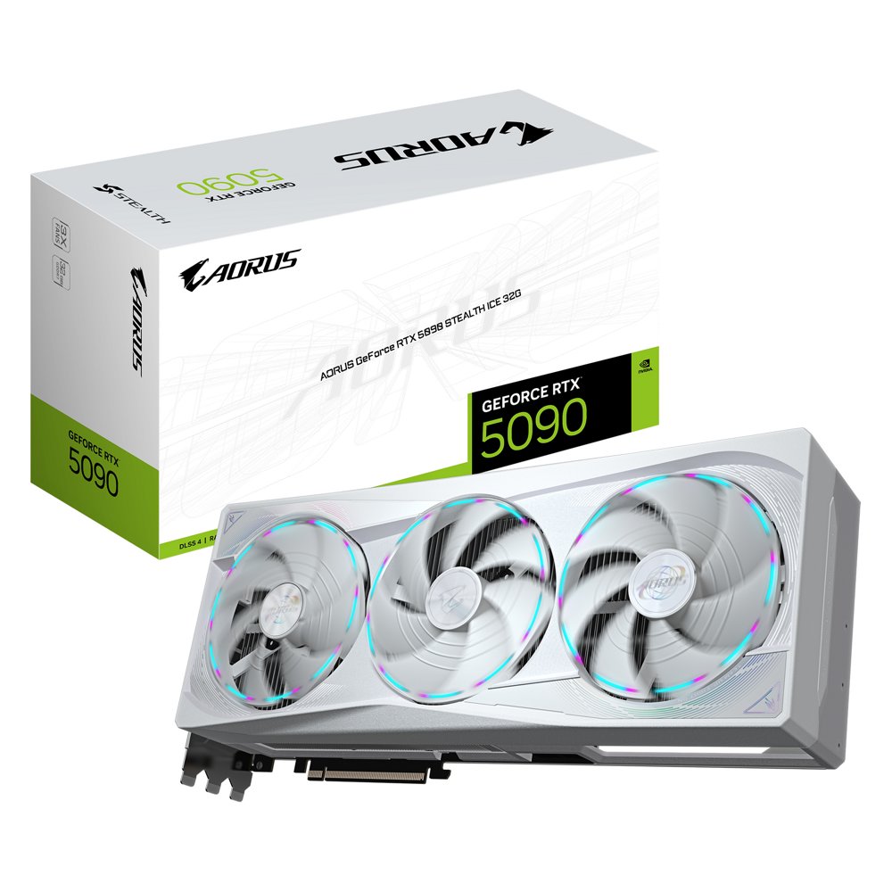 GIGABYTE AORUS RTX 5090 STEALTH ICE | 32 GB GDDR7 VRAM | 4K Gaming & AI | Videokaart | GPU | Nvidia