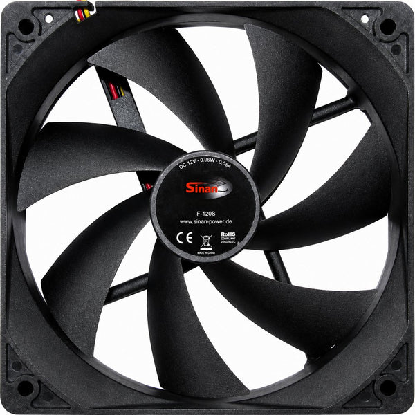 Inter-Tech Sinan F-120-S | 120mm Case Fan | 3-Pin | Zwart
