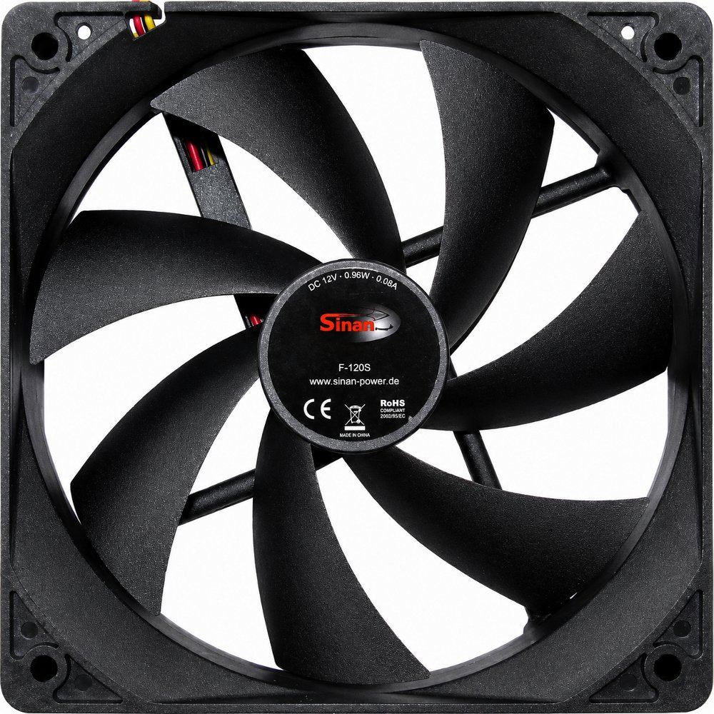 Inter-Tech Sinan F-120-S | 120mm Case Fan | 3-Pin | Zwart - Matmuis